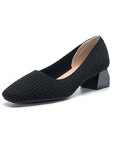 Tacones bajos gruesos con punta cuadrada de punto